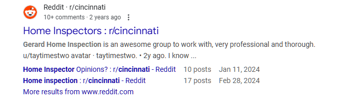 reddit organic listing example