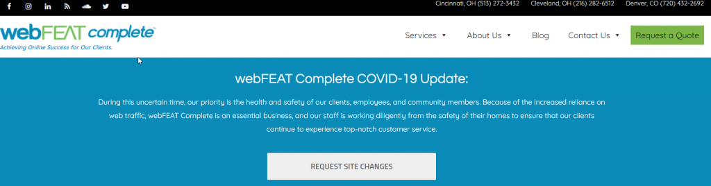 Example of COVID-19 Notice on Website