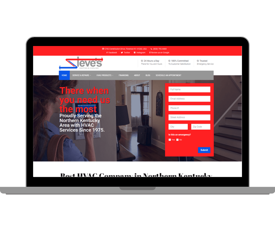 Steves Heating new website design